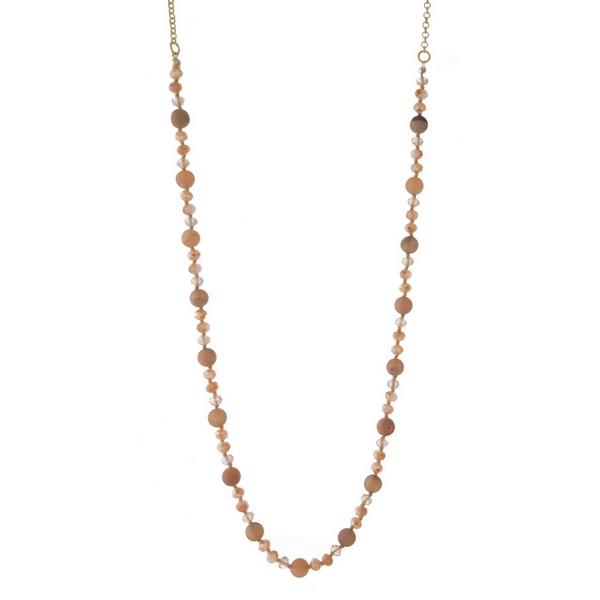 Wholesale gold necklace peach druzy natural stones faceted beads Handmade USA