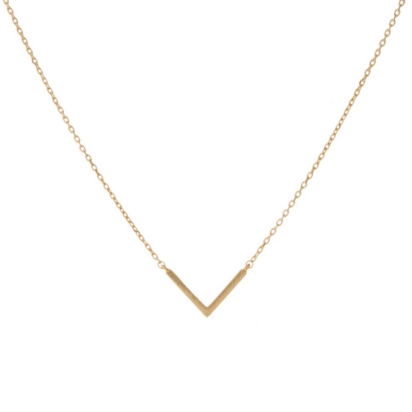 Wholesale dainty gold necklace small geometric pendant V adjusts