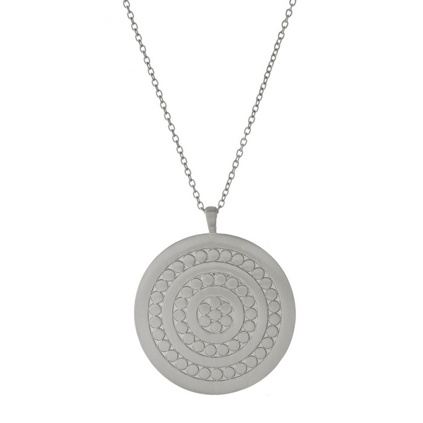 Wholesale long metal necklace medallion pendant satin finish