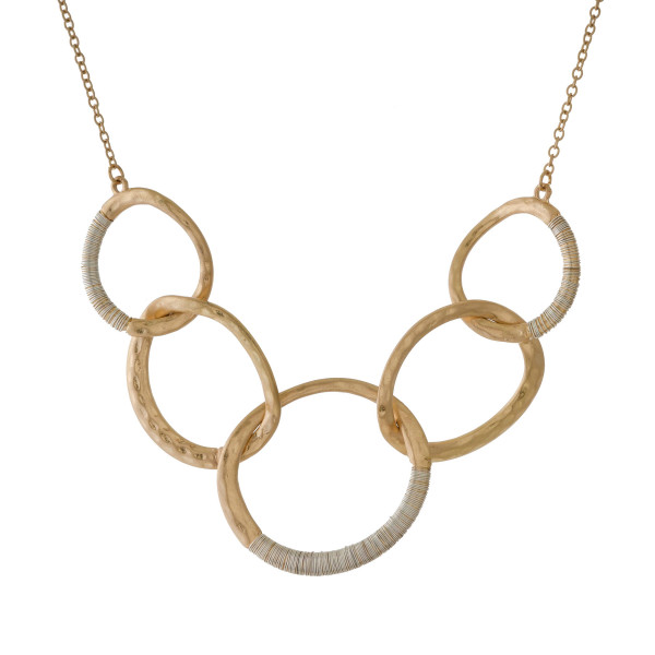 Wholesale short metal necklace interlocking circles two wire wrapping accents