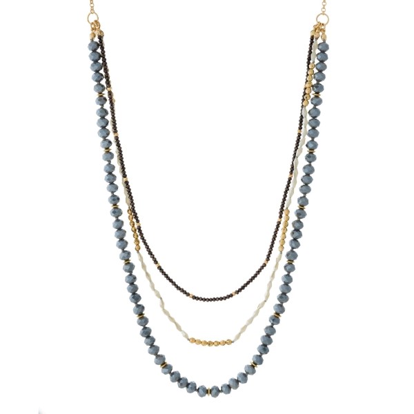 Wholesale gold necklace layers faceted beads
