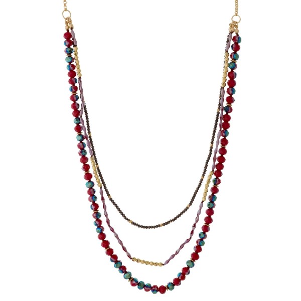 Wholesale gold necklace layers faceted beads