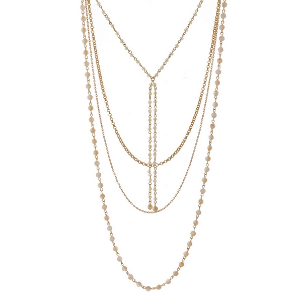 Wholesale gold multi strand necklace faceted beads