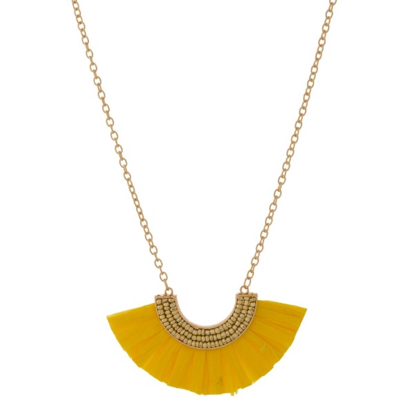 Wholesale gold necklace beaded raffia accent