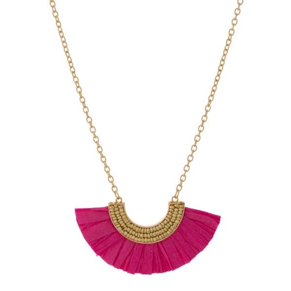 Wholesale gold necklace beaded raffia accent