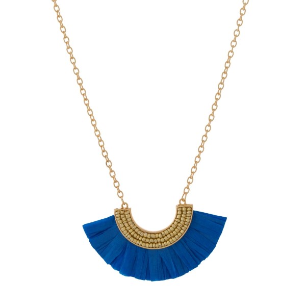 Wholesale gold necklace beaded rafia accent
