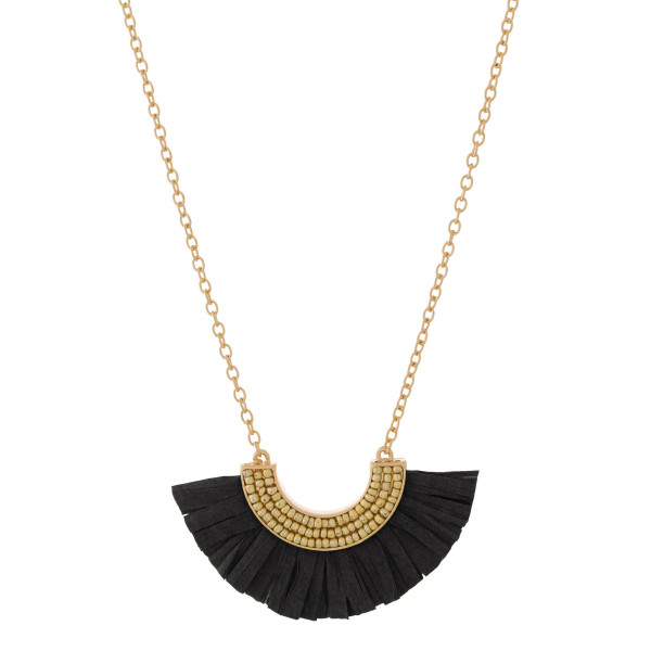 Wholesale gold necklace beaded rafia accent