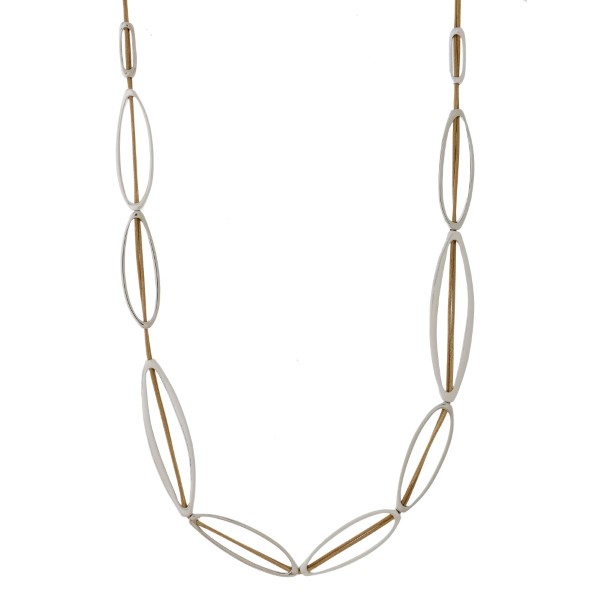 Wholesale long leather cord necklace oval beads long