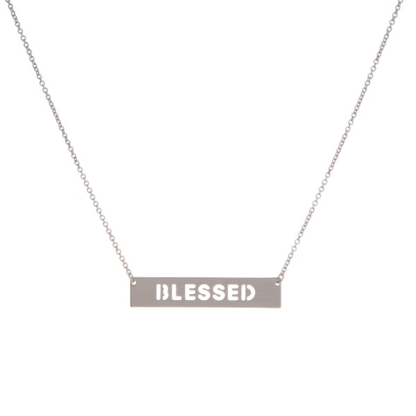 Wholesale dainty necklace bar pendant encouraging message cutout