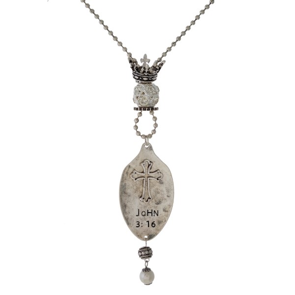 Wholesale long metal necklace charms spoon pendant