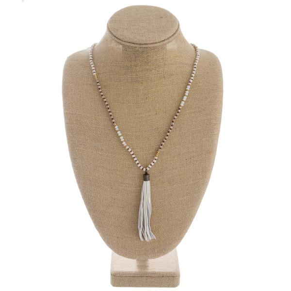 Wholesale long iridescent beaded necklace tassel pendant Pendant overall