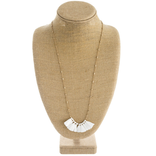 Wholesale long link bar chain necklace raffia tassel pendant
