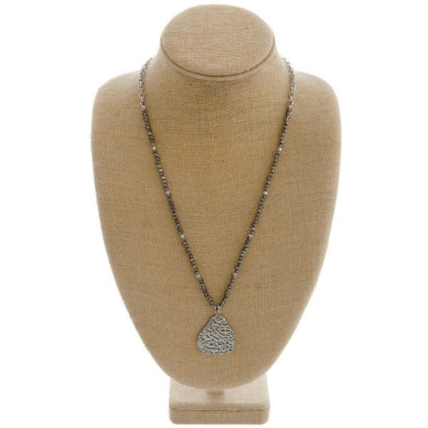 Wholesale long beaded necklace hammered nugget pendant Pendant overall