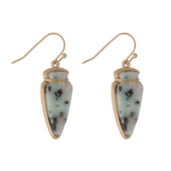 Wholesale gold fishhook earrings speckled mint arrowhead