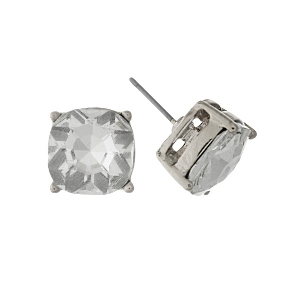 Wholesale silver stud earrings clear rhinestone