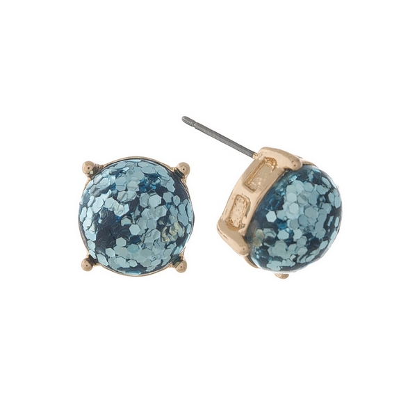 Wholesale gold stud earrings turquoise glitter diameter