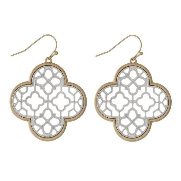 Wholesale gold fishhook earrings two clover
