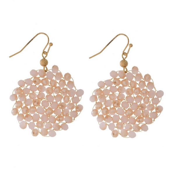 Wholesale gold fishhook earrings wire wrapped faceted beads circle