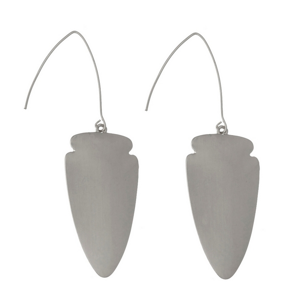 Wholesale metal long hook earrings arrow pendant satin finish
