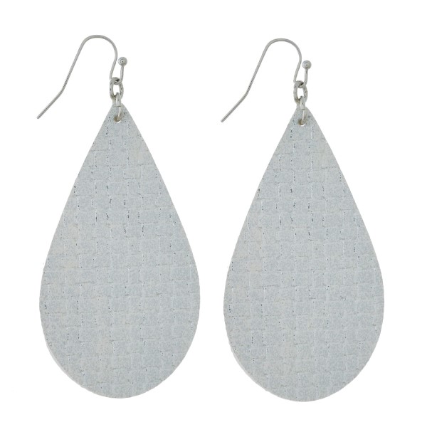 Wholesale faux leather earrings teardrop metallic basketweave