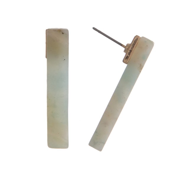 Wholesale natural stone bar stud earrings Natural stone colors may vary