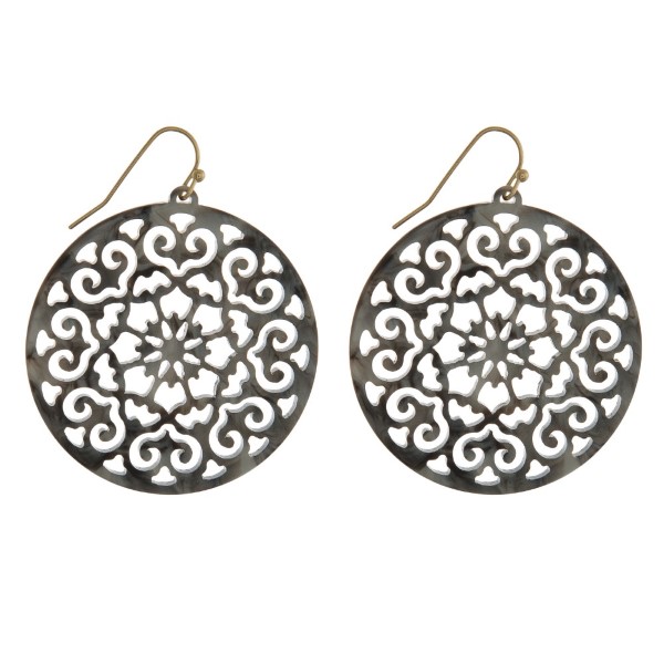 Wholesale gold fishhook filigree acetate earring diameter