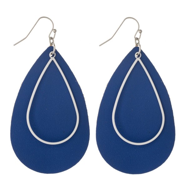 Wholesale faux leather teardrop earring metal accent