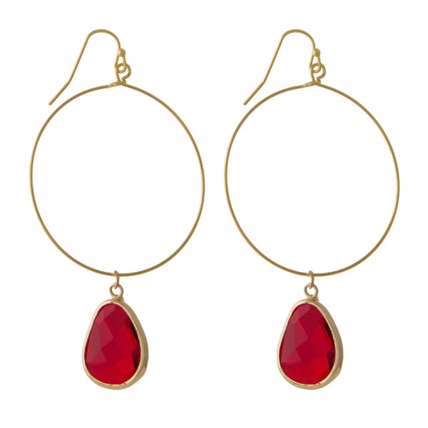Wholesale gold hoop earring natural stone charm
