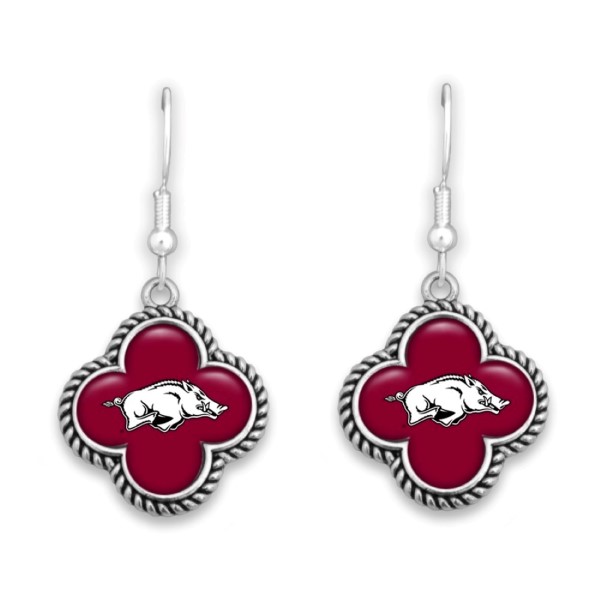 Wholesale officially licensed silver fishhook earring clover university logo