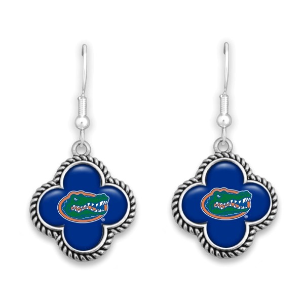 Wholesale officially licensed silver fishhook earring clover university logo