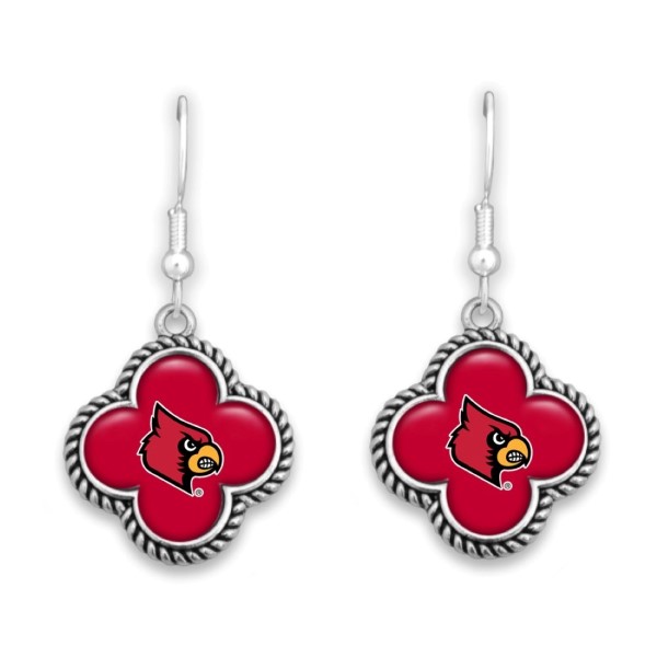 Wholesale officially licensed silver fishhook earring clover university logo
