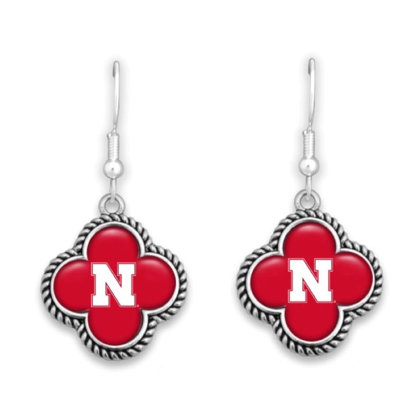 Wholesale officially licensed silver fishhook earring clover university logo