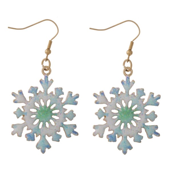 Wholesale gold toned fishhook earrings Christmas Snowflake designed