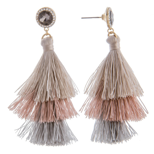 Wholesale long tassel earring multiple colors rhinestone post