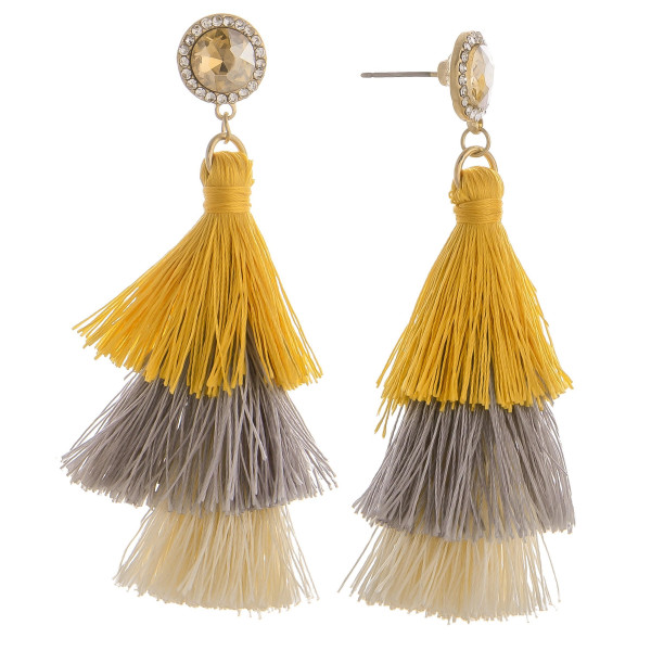 Wholesale long tassel earring multiple colors rhinestone post