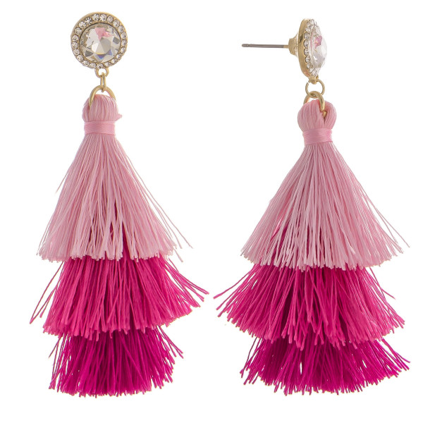 Wholesale long tassel earring multiple colors rhinestone post