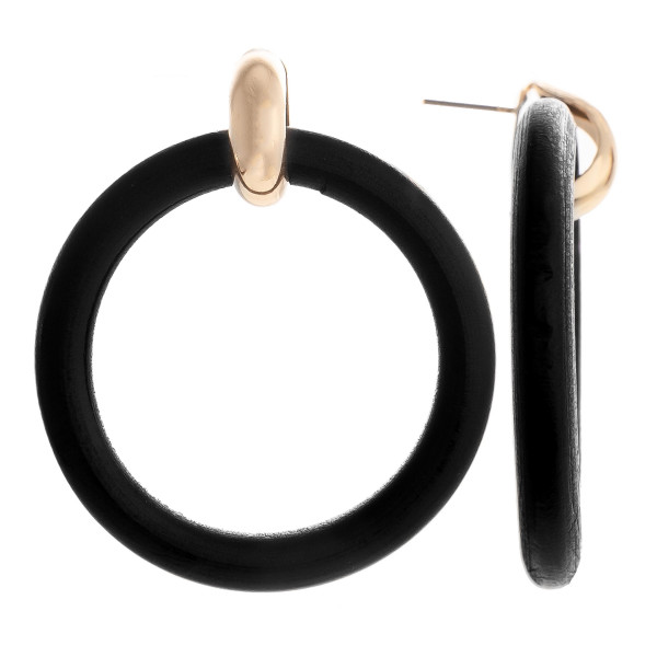Wholesale gold post earring wood hoops Approximate diameter