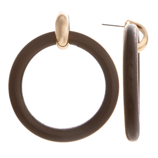 Wholesale gold post earrings wooden hoops diameter