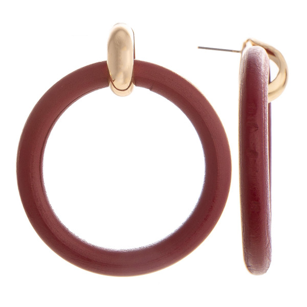 Wholesale gold post earrings wooden hoops diameter