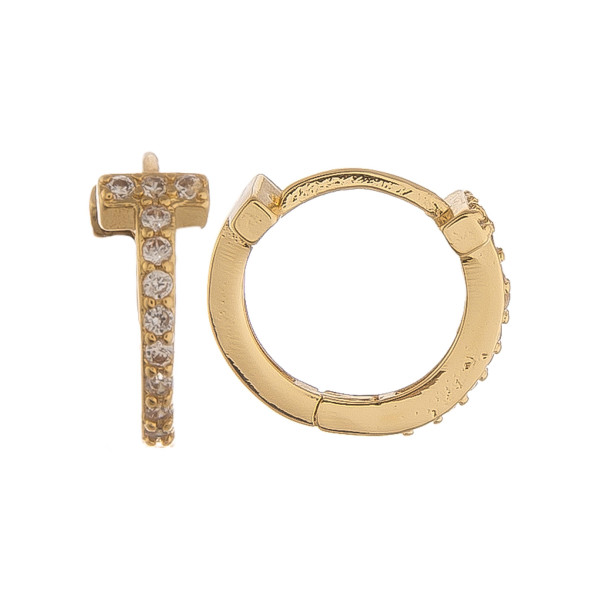 Wholesale gold dipped hoop cross earrings rhinestones Approximate mm