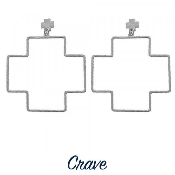 Wholesale long metal crave thick cross earrings Approximate
