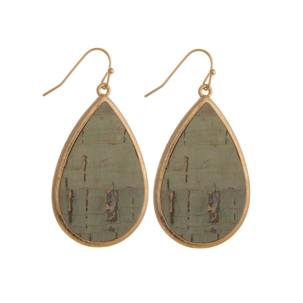 Wholesale long drop fishhook earring cork gold trim Approximate