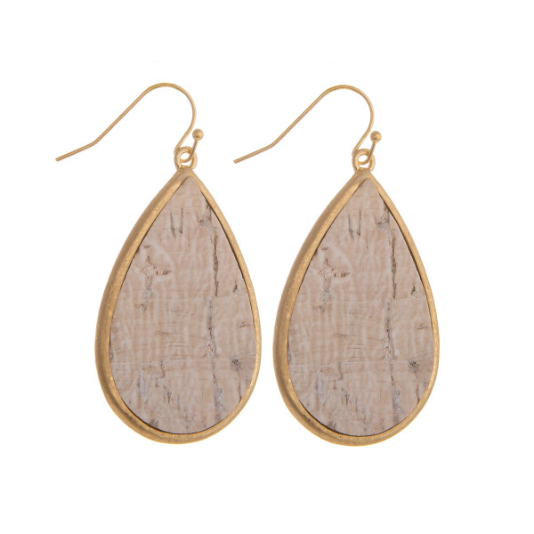 Wholesale long drop fishhook earring cork gold trim Approximate