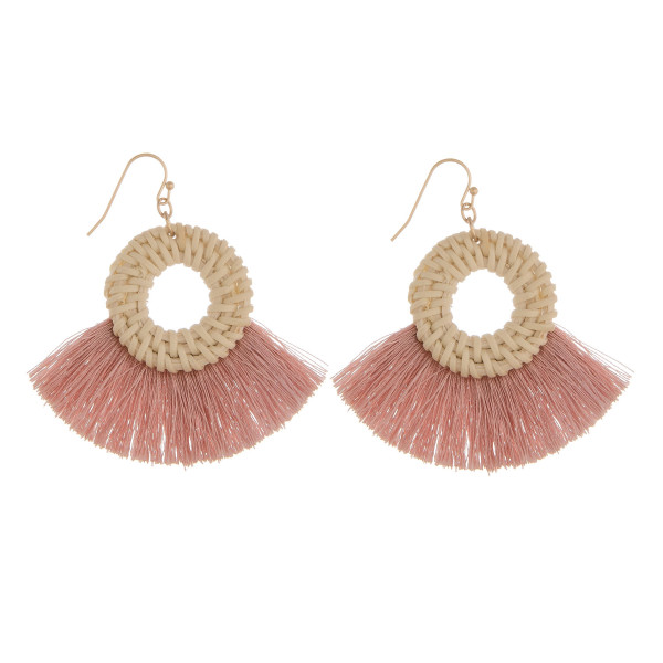 Wholesale long woven raffia tassel earrings diameter