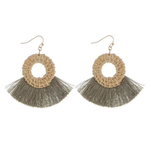 Wholesale long woven raffia tassel earrings diameter