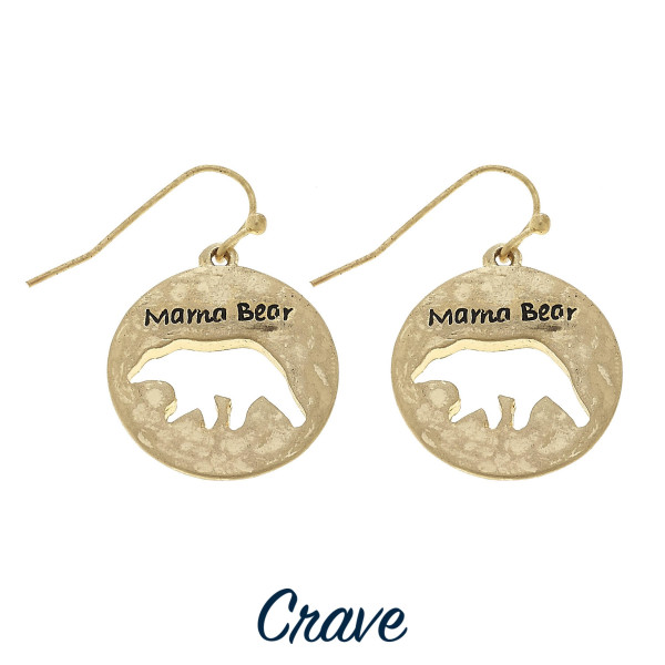 Wholesale round Mama Bear cutout earrings tall