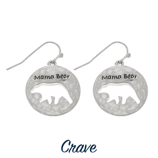 Wholesale round Mama Bear cutout earrings tall