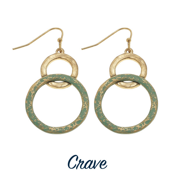 Wholesale hammered metal nested circle drop earrings patina finish details long