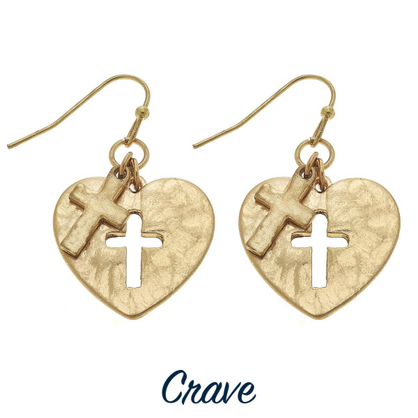 Wholesale heart earrings cross cutout charm tall