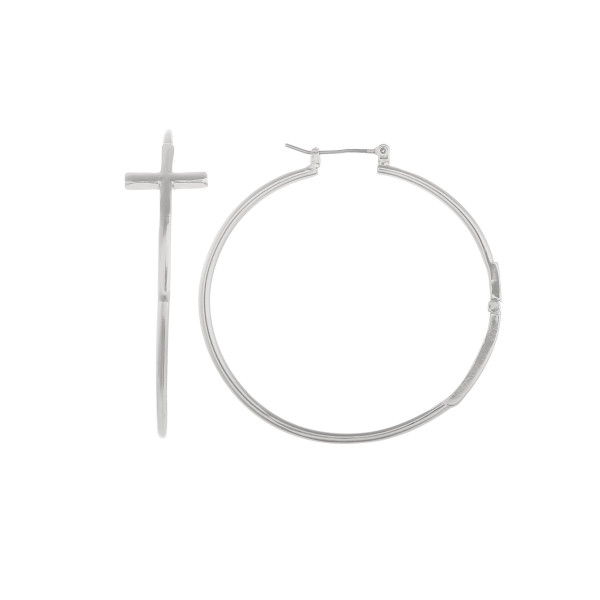 Wholesale long metal cross hoop earring Approximate diameter
